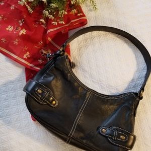 Chaps Black Genuine Leather Handbag